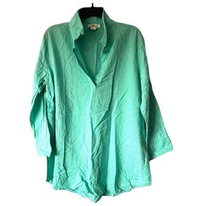 NWOT Vineyard Vines Aqua Teal Linen Cotton Cover Up Tunic SZ XL